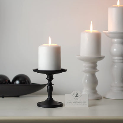 Hosley Set of 2 Black Pillar Holder 4.75 Inch High. Ideal Gift for Wedding Party Special Occasion or as a Candle Holder. W1