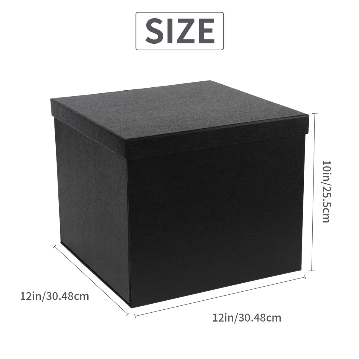 YINUOYOUJIA Large Gift Box 12x12x10 Inches,Black Gift Boxes for Presents,Birthday Box,for Packaging,Valentine's Day,Mother's Day,Christmas,Anniversaries,Family or Business.