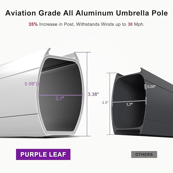 PURPLE LEAF 10' X 12' Patio Umbrella Outdoor Rectangle Umbrella Large Cantilever Umbrella Windproof Offset Heavy Duty Sun for Garden Deck Pool Patio, Terra