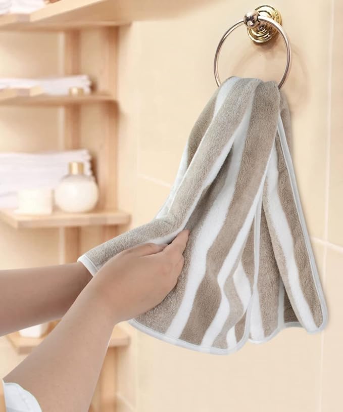 KinHwa Microfiber Hand Towels for Bathroom Soft and Absorbent Face Towels Brown