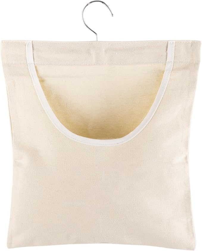 Canvas Clothespin Bag, 13.3x11.2 Inch Hanging Laundry Organizer