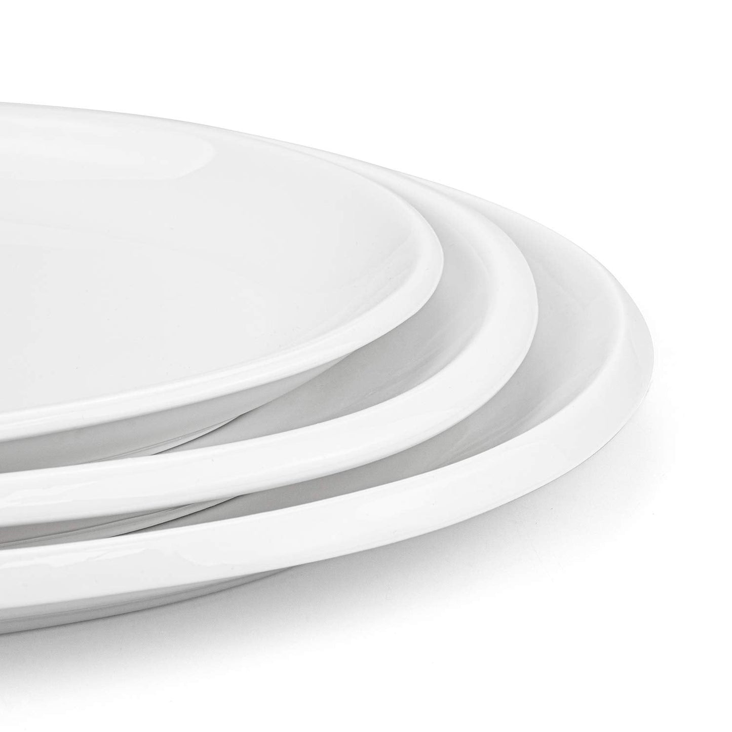 Foraineam Set of 3 Sizes Porcelain Oval Serving Platters White Dinner Plates Serving Dishes for Party, Dessert, Sushi, Fish