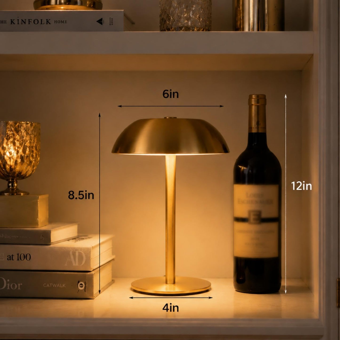 SisiHokai Small Rechargeable Lamp Cordless, LED Touch Battery Operated Table Lamp, Portable, Dimmable, Modern Home Decor, Desk, Bedroom, Bedside, Living Room, Kitchen, Patio, Restaurant, Bar, Gold