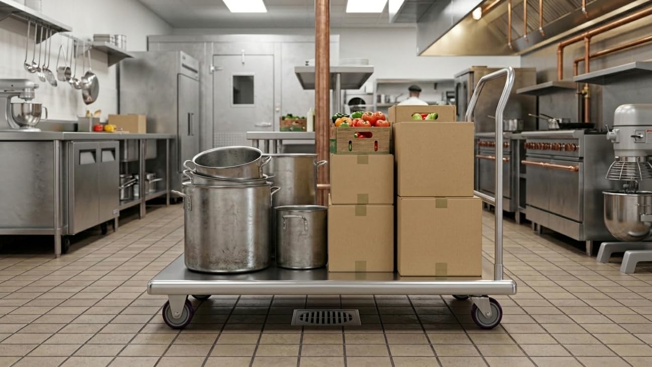 AmGood Stainless Steel Platform Cart. 24 in. Wide x 48 in. Long x 34 in. High. Push Dolly Flatbed Cart with Handle