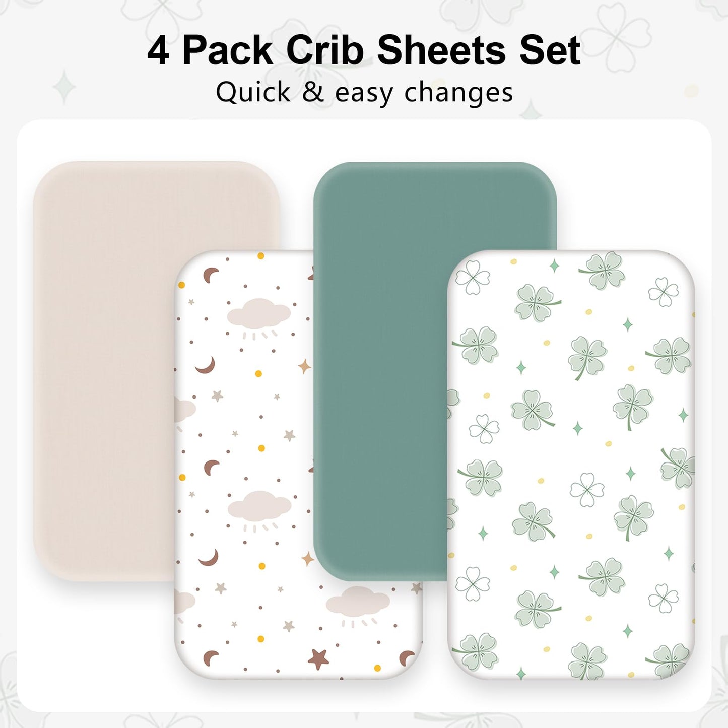 4 Pack Baby Crib Sheets for Boys Girls - Ultra Soft & Skin-Friendly Fitted Crib Sheet for Standard Crib and Toddler Mattress, 52"x28"(Green)
