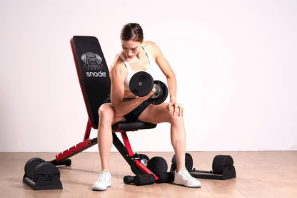 SNODE AD80 Drop Proof 80 lbs Adjustable Dumbbell Set -Adjustable Weights with Cast Iron Plates and Cradle, Knurled Handle, Fast Adjust, Compact Home Gym Equipment for Bench & Press