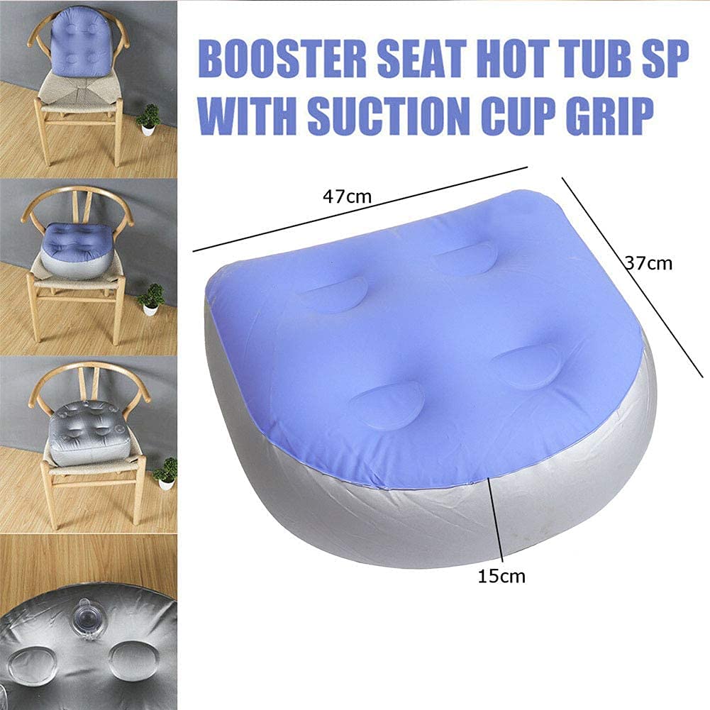 LATERN 2Pcs Inflatable Booster Seat, Hot Tub Cushion Spas Booster Seat Back Pad with 4Pcs Suction Cups for All Spas and Hot Tubs (47 x 37cm)