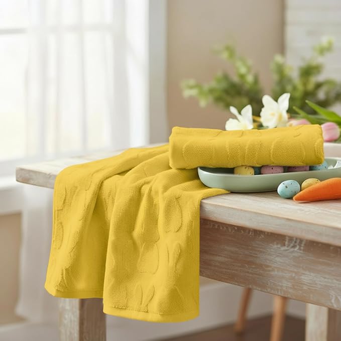 Artoid Mode 1 Pc Yellow 3D Rabbit Jacquard Easter Hand Towels