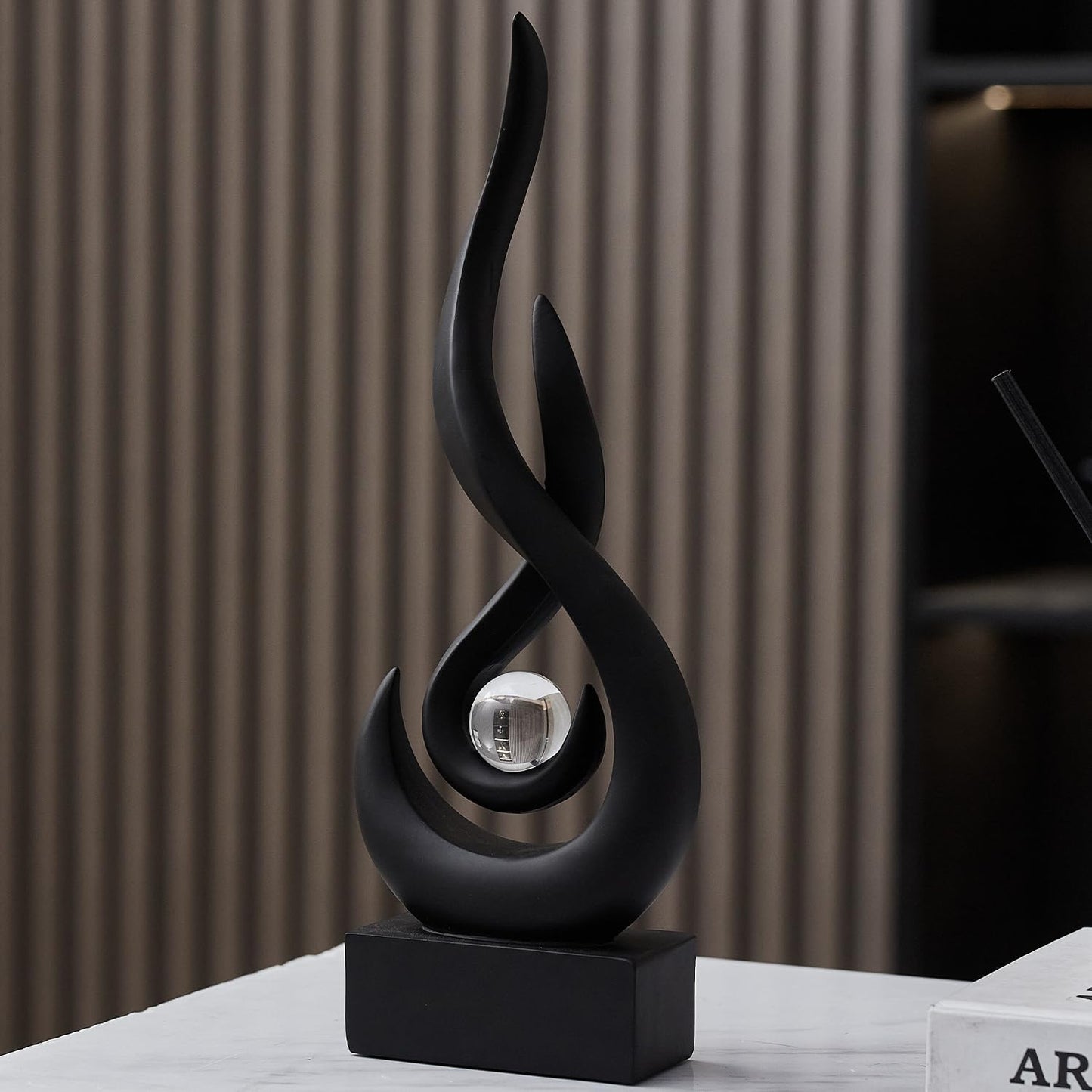 XYQXYQ Modern Abstract Art Table Decoration,Resin Flame Statue Modern Centerpiece Ornaments for Living Room Great Gift Idea Home Decor,Collectibles (Black)