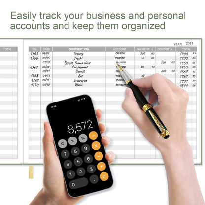 Accounting Ledger Book - Ledger Book for Small Businesses Bookkeeping & Personal Use, Expense Tracker Notebook for Tracking Money, Expenses, Deposits & Balance, 7" x 10", Green