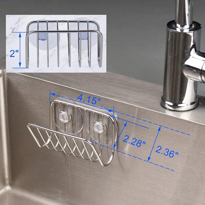 Toplife Sponge Holder for Kitchen Sink, Stainless Steel Suction Cup Sponge Caddy