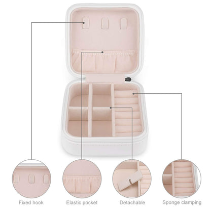 QWJKM Illuminated Audio Tape Jewelry Box for Women Travel Jewelry Case Portable Jewelry Case Organizer Small Leather Jewelry Storage Boxes for Rings Necklaces Bracelet Gift