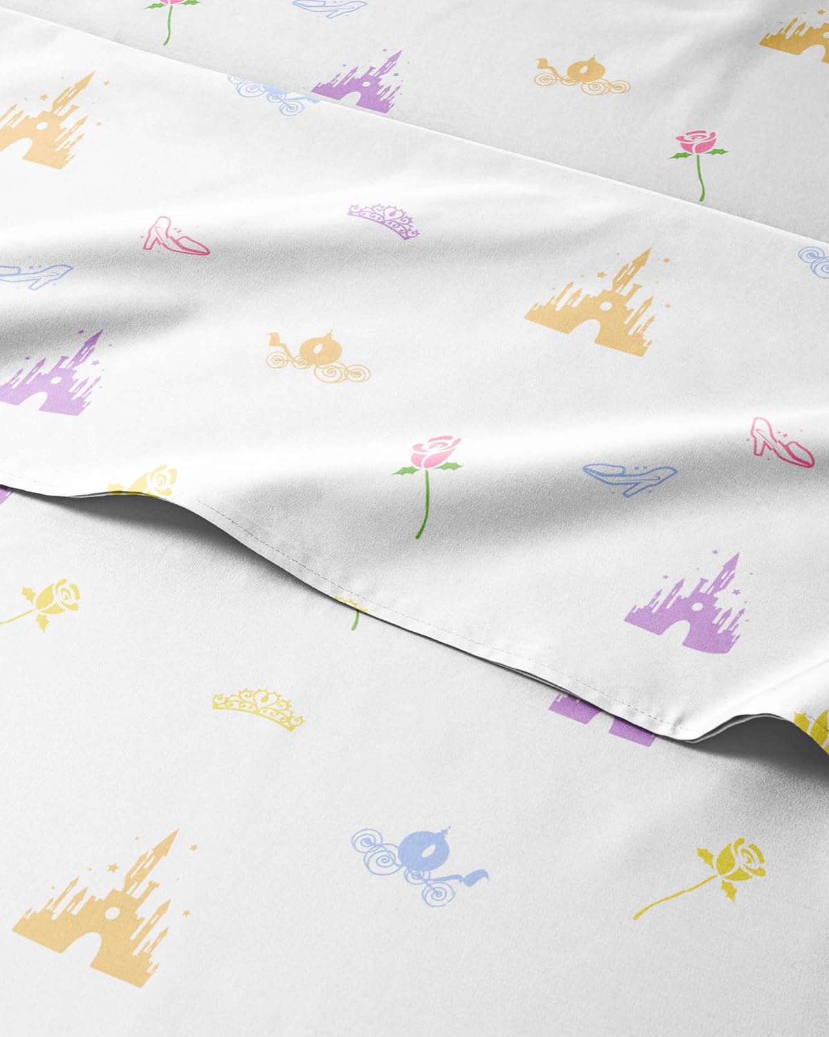 Kids Full Size Bed Sheet Set - 4 Piece Kids Loft Bed Sheets - Princess Castle Themed Bedding - Soft, Cute and Cozy - Breathable and Machine Washable - Rose Bed Set for Boys, Girls, Teens & Toddlers