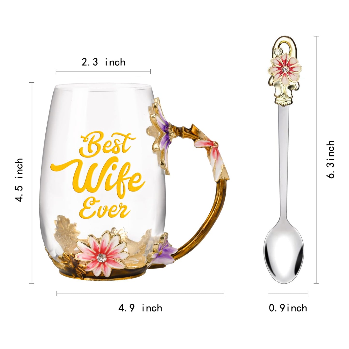 OEAGO Gifts for Mom Women Valentines Day Gifts for Her Glass Coffee Enamels Mug Best Birthday Valentine's for Girlfriend Wife Mothers Day from Daughter Son Tea Cup Stocking Stuffers Christmas