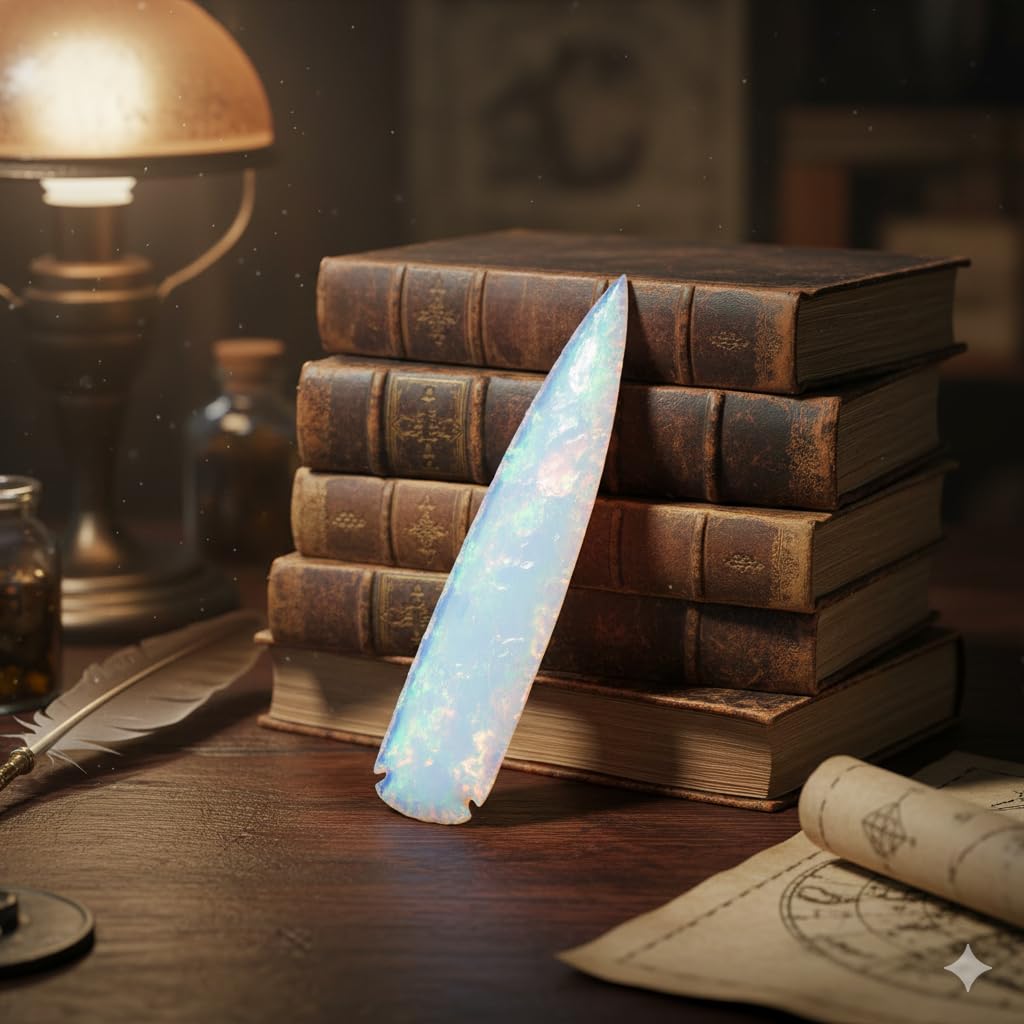 6" Opalite Spearhead - Large Hand-Carved Crystal Arrowhead for Meditation, Energy Healing & Home Decor - Iridescent Moonstone-Style Metaphysical Gemstone - Unique Spiritual Gift & Altar Decor by Forestofcrystals