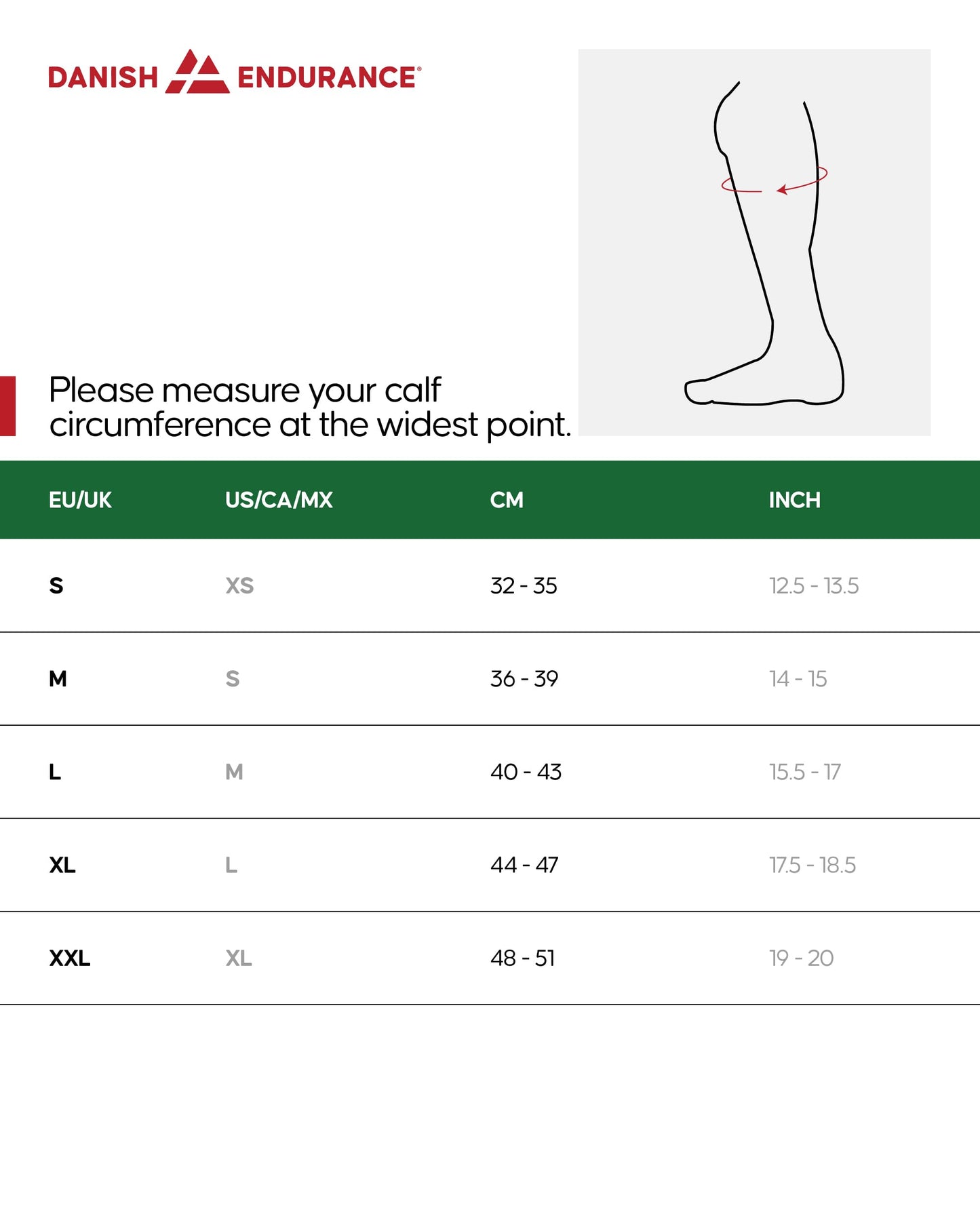 DANISH ENDURANCE Calf Compression Sleeve, 21-26 mmHG, Calf Support, for Men & Women, Unisex, 1 or 3 Pack, Grey/Black, S