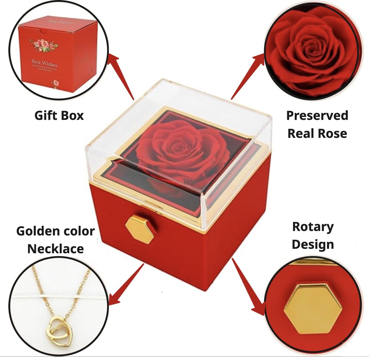 Friog Gift for Mothers Teachers Preserved Red Real Rose with Necklace Forever Flowers Heart Shaped Box for Mom Wife Girlfriend Grandma Sister on Mothers Day Birthday Anniversary Women
