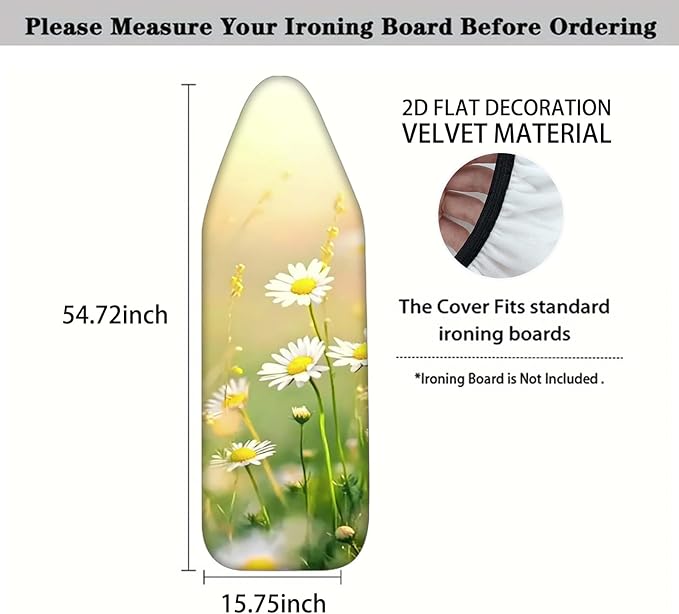 Nuxovilar White Daisy & Yellow Floral Pattern Ironing Board Cover, 15×54 inch