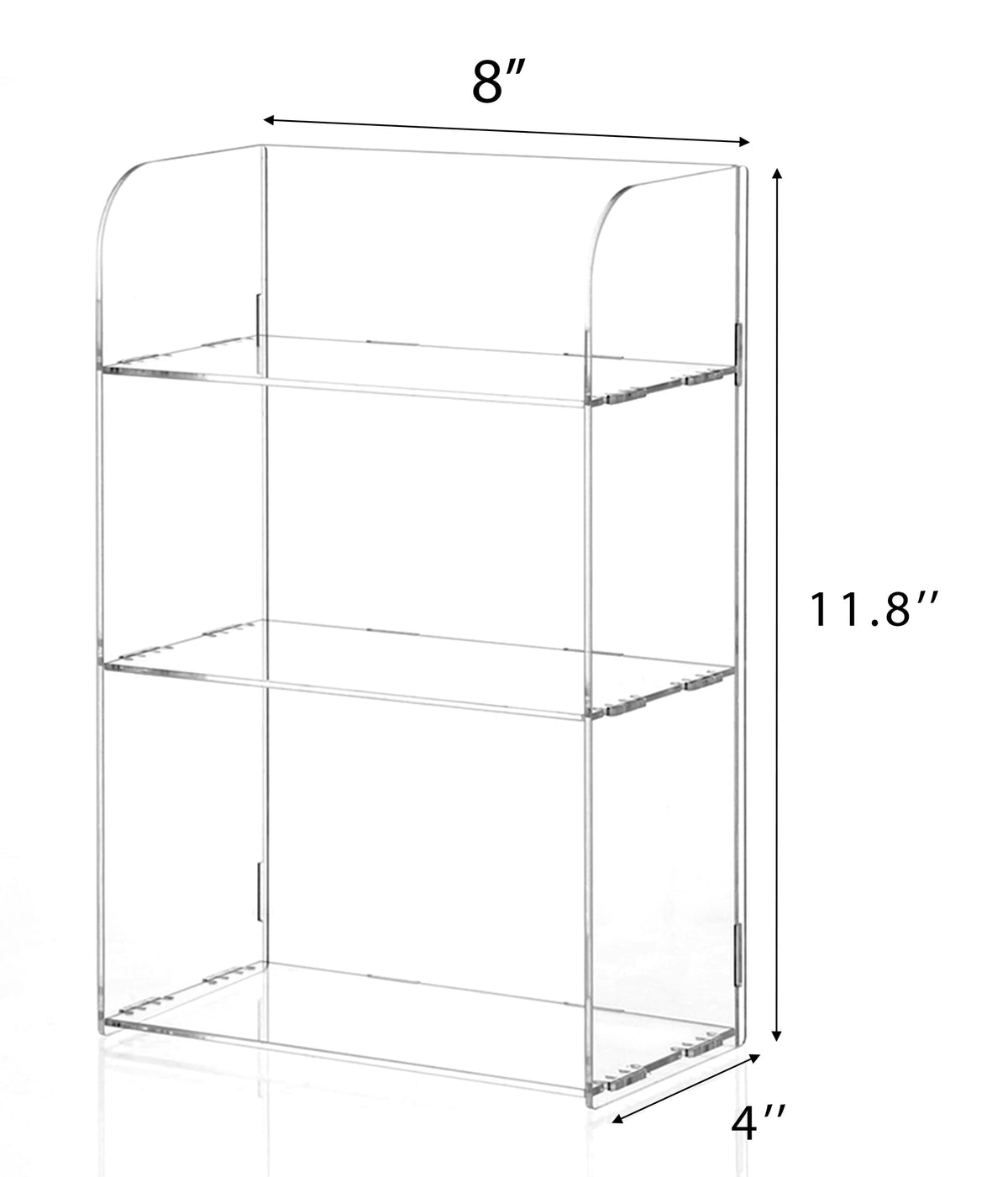 Jusalpha 3 Tier Clear Acrylic Bathroom Organizer Shelf for Cosmetic Perfume Makeup Toy Spices Standing Tabletop Vanity Tray Shelf Multifunctional Sturdy Display Showcase (8''x 4''x 12'')…