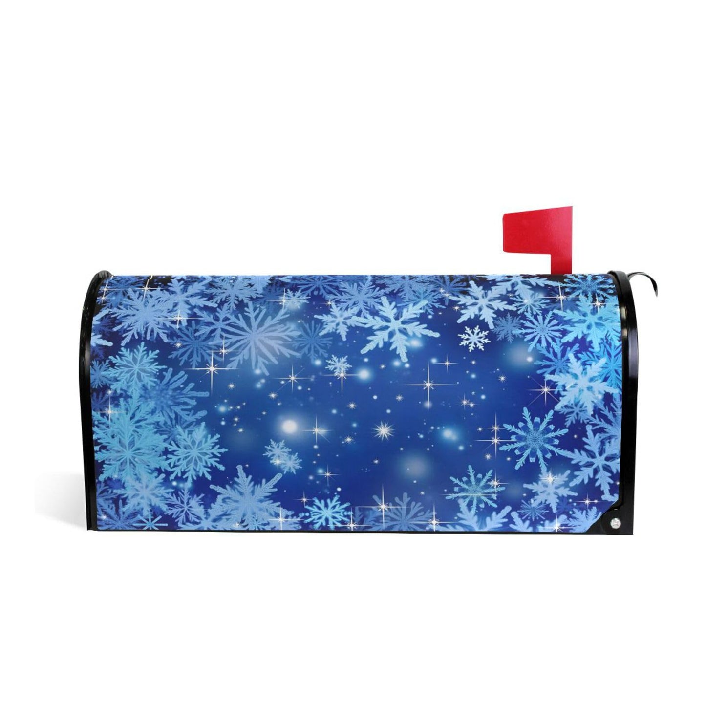 ALAZA Blue Winter Christmas Glitter Snowflakes Magnetic Mailbox Cover MailWraps Garden Yard Home Decor for Outside Oversized-25.5" x20.8"
