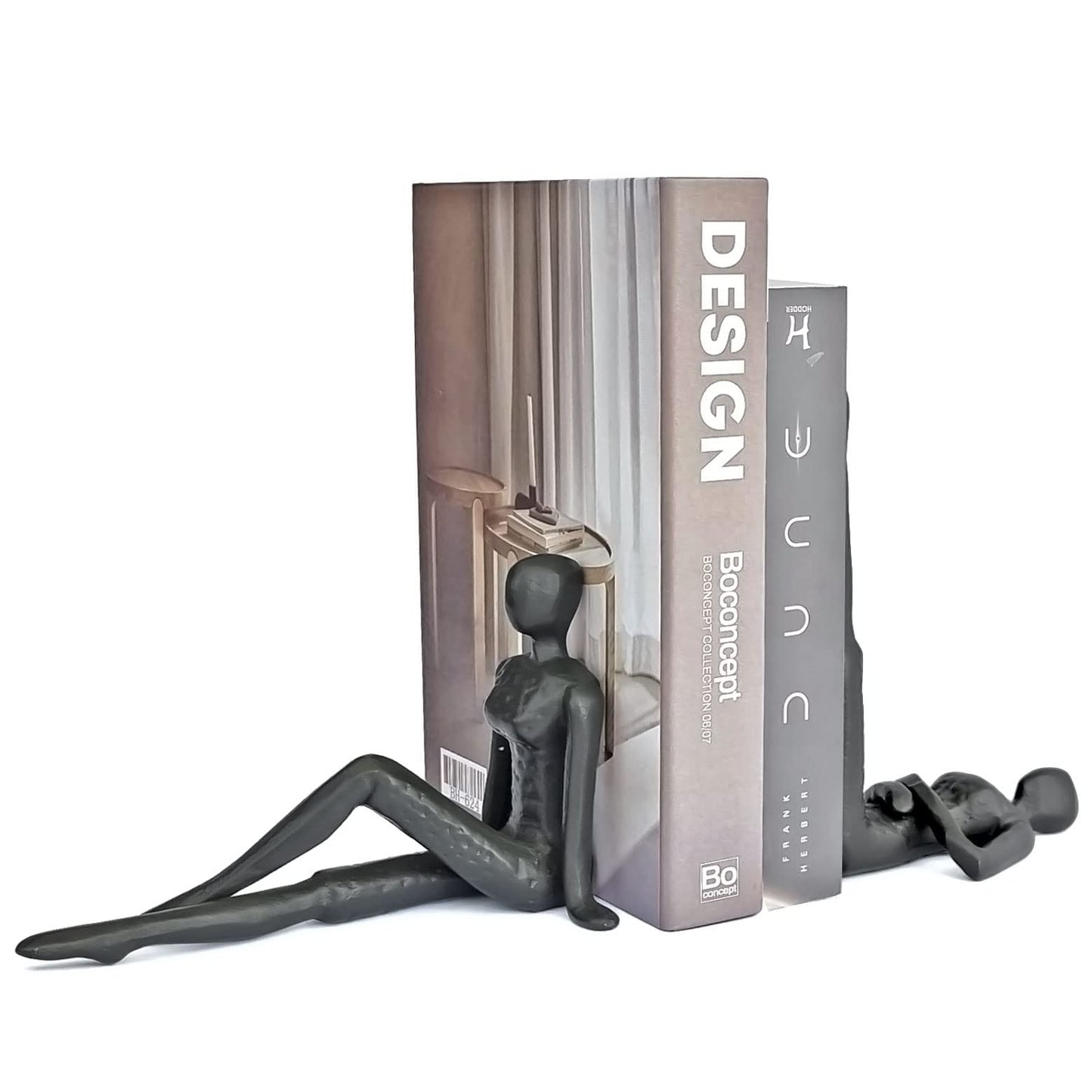 Ambipolar Yoga-Style Black Decorative Bookends, Cast Iron Book Stand to Hold Books Heavy Duty, Book Stoppers for Home Decor, Office Desk, Living Room Decor