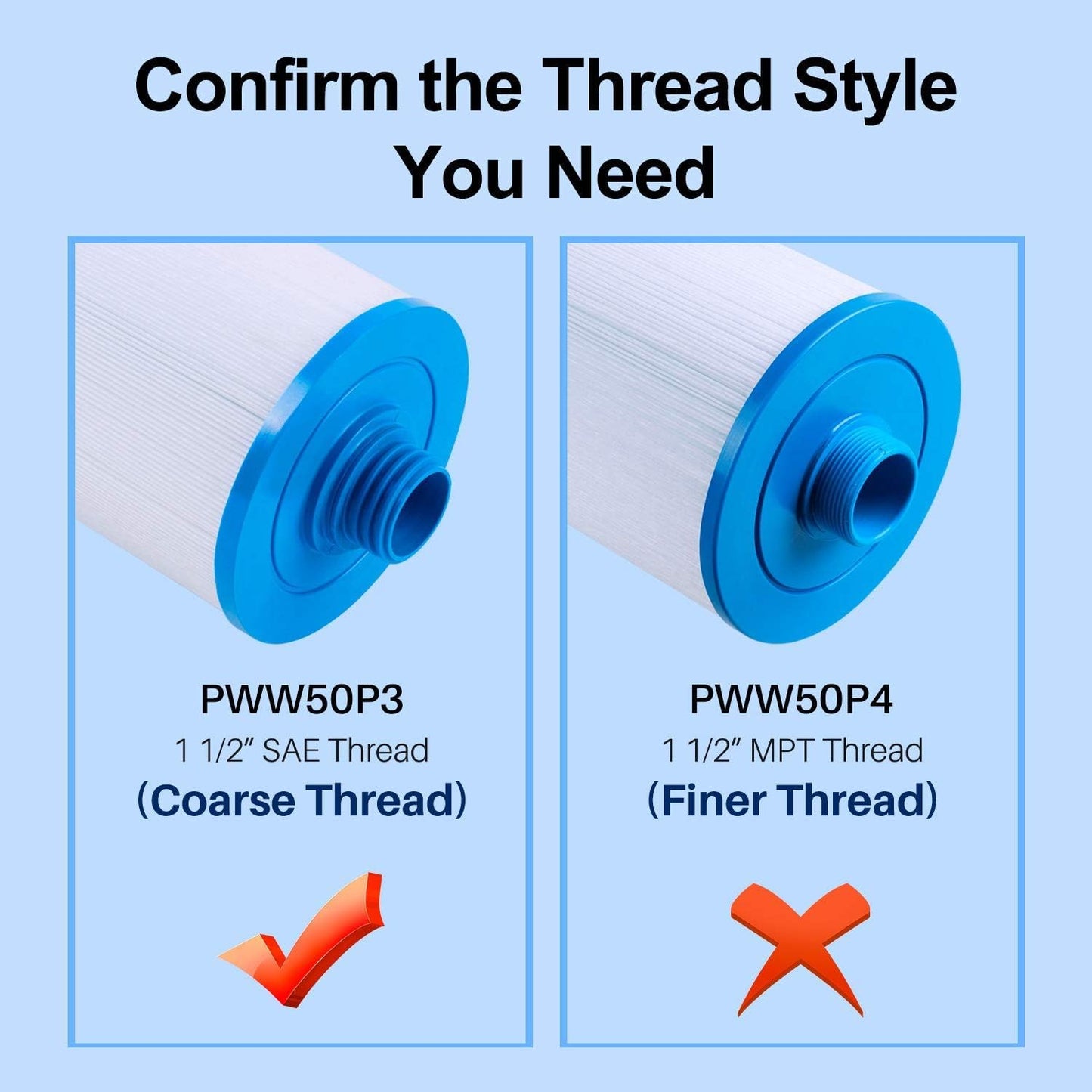 POOLPURE Spa Filters for Hot Tub, Replacement for Unicel 6CH-940, Pleatco PWW50P3, PWW50-P3, Filbur FC-0359, Waterway Plastics 817-0050, 25252, 378902, 03FIL1400, 2 Pack