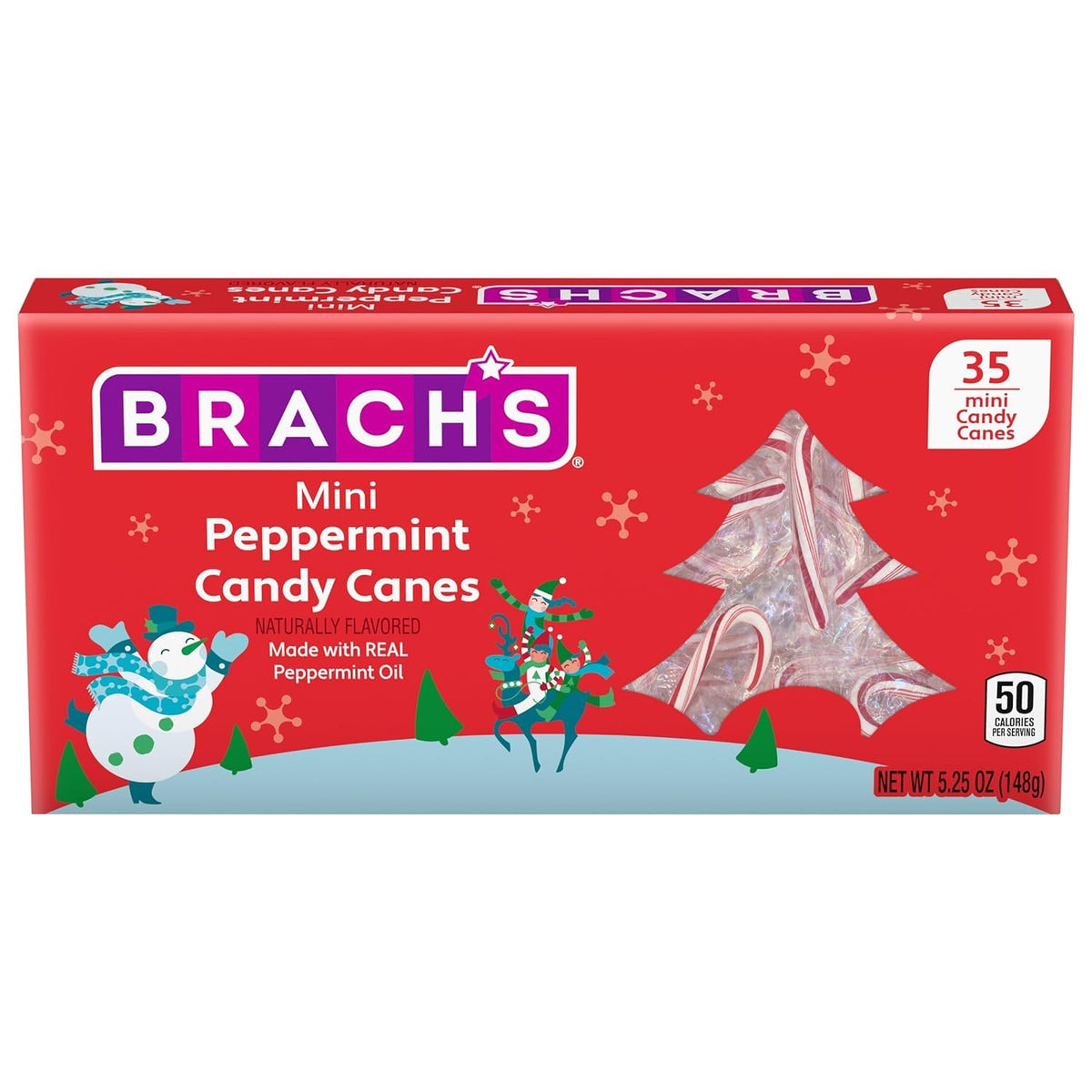 Brachs Mini Peppermint Candy Canes - Mini Candy Canes Individually Wrapped - Bulk Christmas Candy Canes - Bulk Candy Box (Pack of 35)