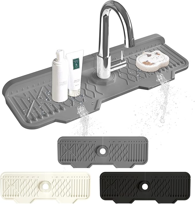 Sink Splash Guard Gen2-17" x 6'' Kitchen Sink Accessories, Silicone Sink Mat