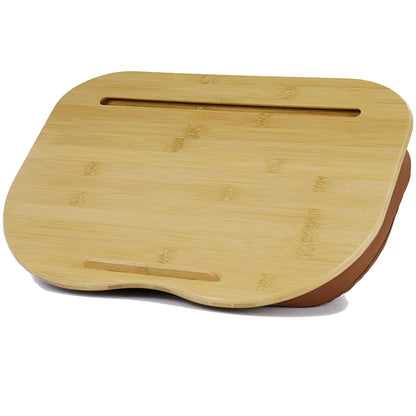 SUMISKY Bamboo Lap Desk for Laptop with Cushion, Portable Laptop Stand with Phone Hoder & Anti-Slip Stopper-Fits up to 15 inch for Home Office Students Use