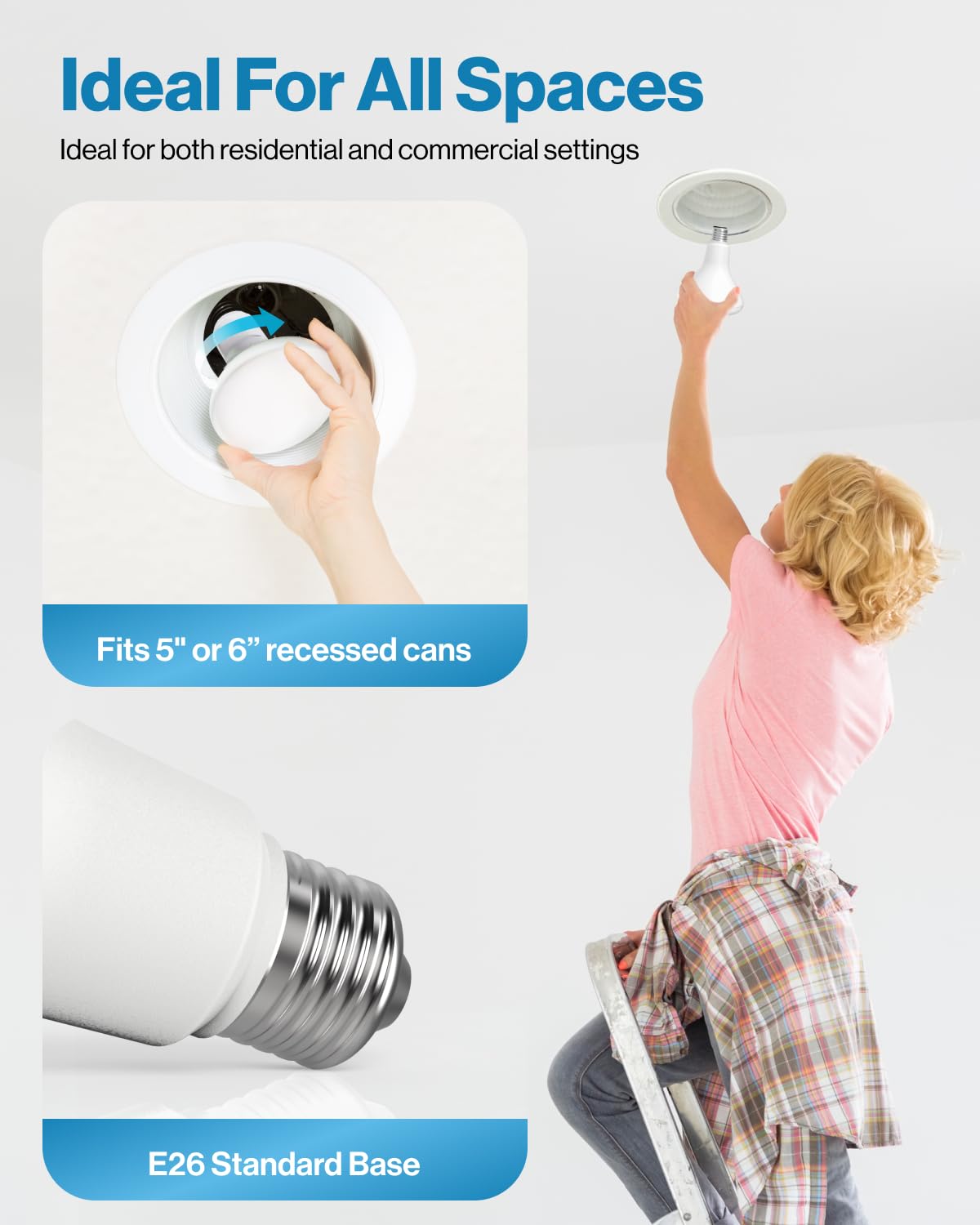 Sunco 6 Pack BR30 Light Bulb LED Recessed Can Light Bulbs, Indoor Flood Lights 850 LM, 11W (65W Equivalent), 3000K Warm White, Dimmable, E26 Base, for Home, Kitchen, Bedroom UL