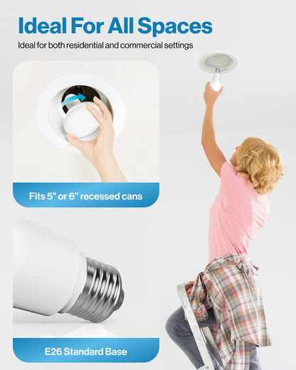 Sunco 12 Pack BR30 Light Bulbs LED, Recessed Can Light Bulbs, Indoor Flood Bulb, 850 LM, 11W (65W Equivalent), 3000K Warm White, Dimmable, E26 Base, for Home, Kitchen, Bedroom UL.