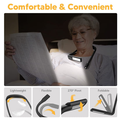 Neck Reading Light with Storage Case:10-80Hrs Eye-Friendly Rechargeable Book Lamp, Knitting Crochet Accessories Sewing Craft Light, Mothers Day Gifts for Mom Wife Book Lovers Readers Knitters Crafters