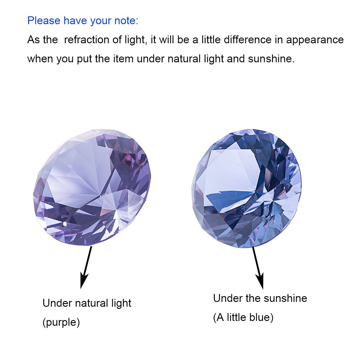 LONGWIN 50mm (2") Crystal Faceted Diamond Paperweight Wedding Favor Home Decor (Purple, 50mm)