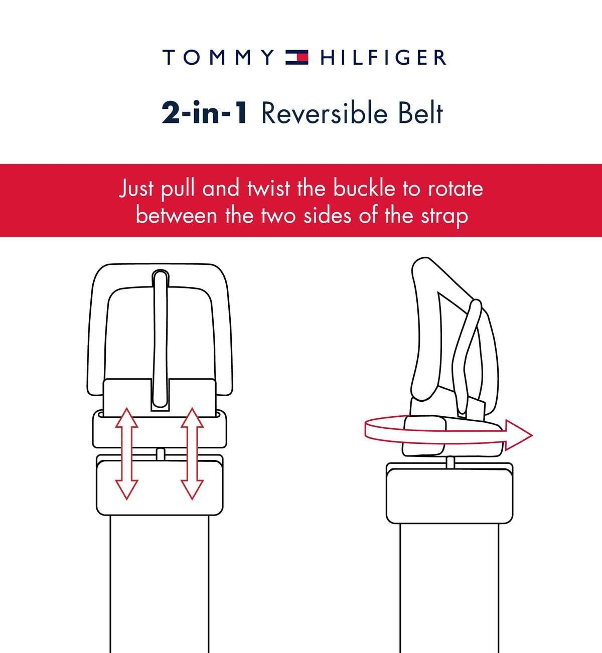 Tommy Hilfiger Men’s 2‑in‑1 Reversible Braided Leather Belt, Fully Adjustable Casual & Dress Style, Black/Brown