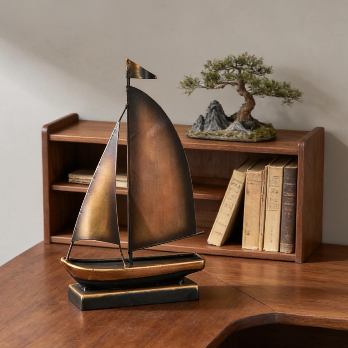 XGZY Iron Sailboat Ornament Decor,Small Ship Model Decorations for Coastal,Nautical Bathroom,Modern Farmhouse,Living Room,Shelf,Desk Accessories for Men (C)
