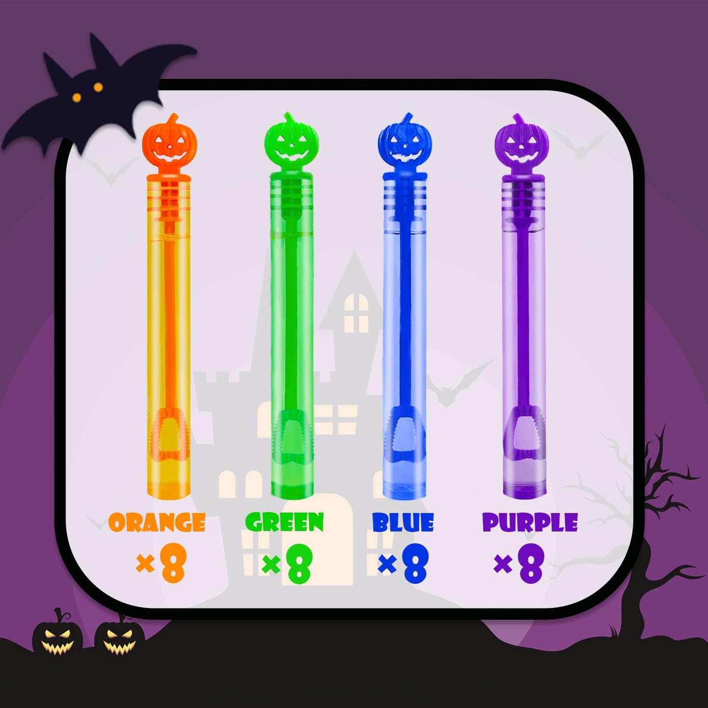 Halloween Treats Non Candy for Kids 32 Pack,Mini Bubble Wands for Toddlers, Halloween Party Favors Supplies Boo Basket Goodie Bag Stuffer Fillers,Small Classroom Toys Gifts Prizes Stuff for Boys Girls