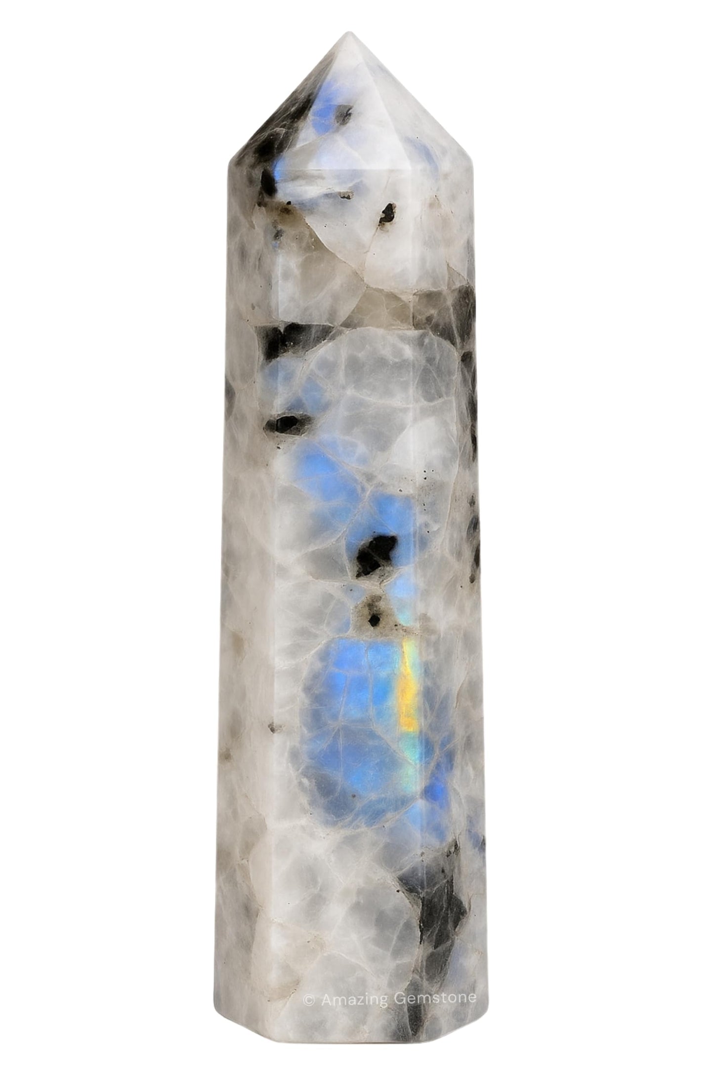 Amazing Gemstone Rainbow Moonstone Crystal Towers - Natural Healing Crystal Point Obelisk for Reiki Healing and Crystal Grid (3" to 4" INCH)