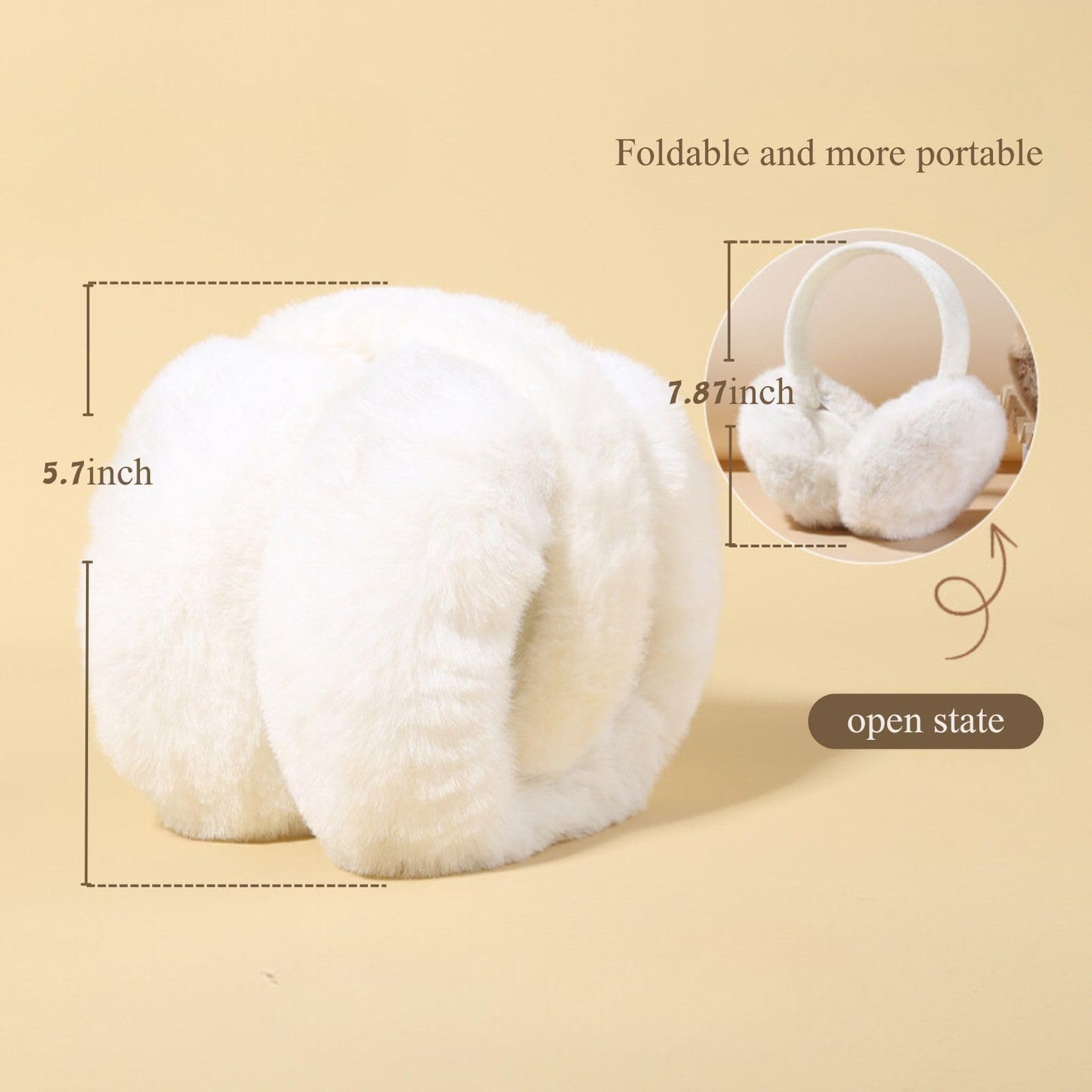 Airmoon Ear Muffs for Women - Winter Ear Warmers - Soft & Warm Cable Knit Furry Fleece Earmuffs - Ear Covers for Cold Weather (white)