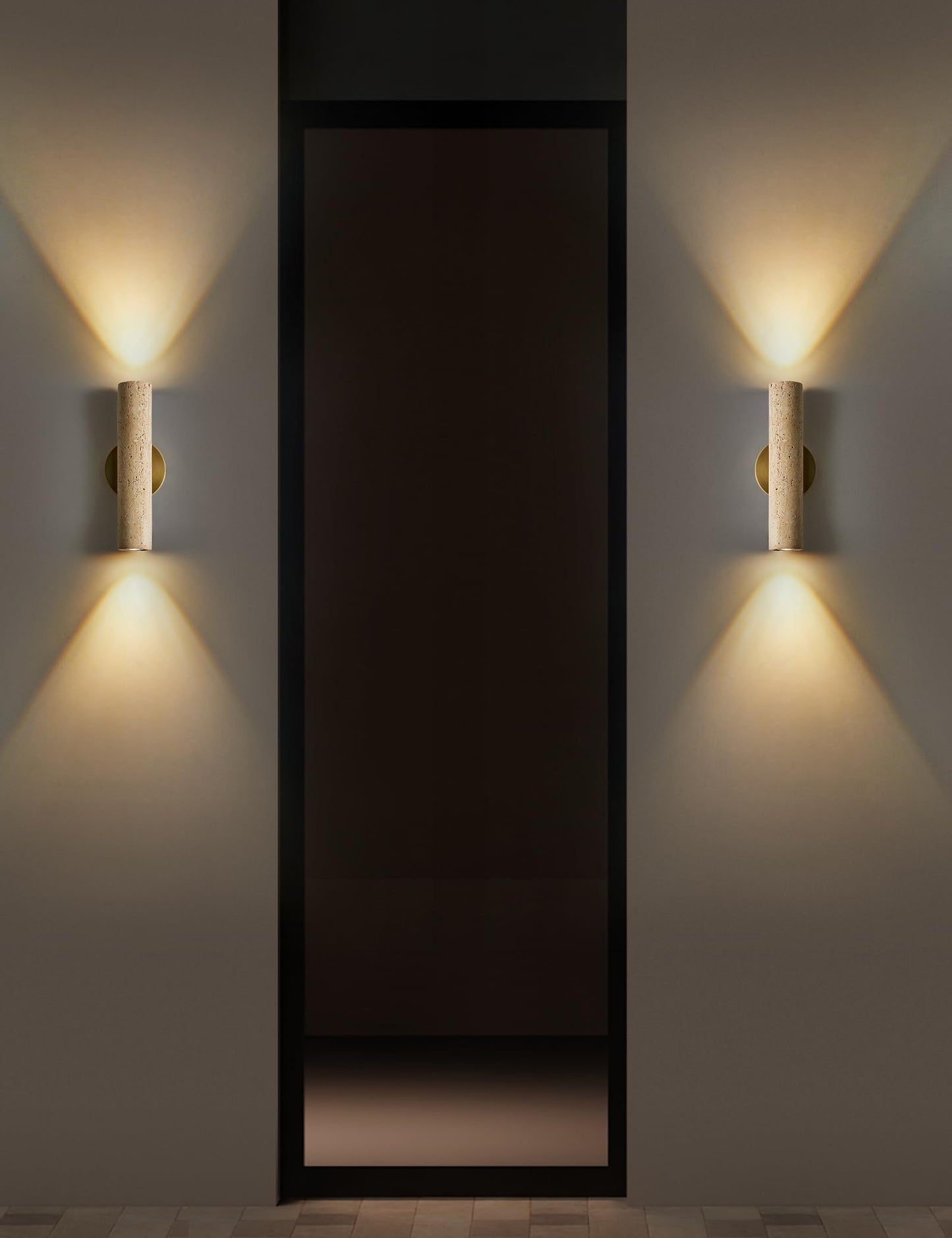 LVLVlech Natural Yellow Cave Stone Wall Sconce, 12.6 Inch Up Down Wall Light Fixture, E26 Hardwired Indoor Lamp, Wabi Sabi Modern Stone Sconce for Bedroom Hallway