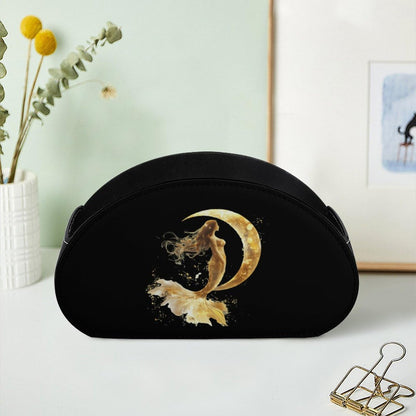 Golden Color Mermaid Moon Remote Control Holder with 5 Compartments Caddy Desktop Organizer for Home Office