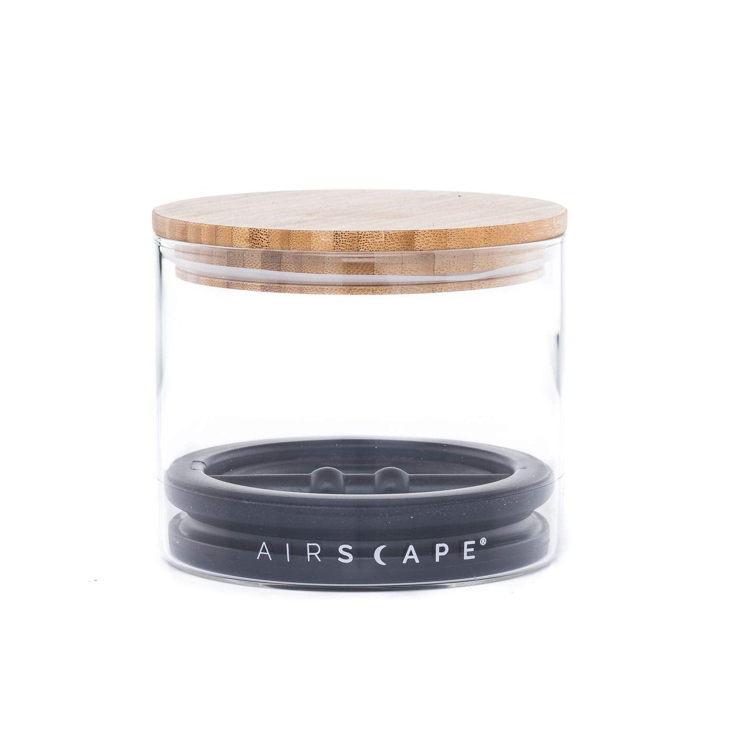 AirScape Glass Food Storage Canister - Glass Storage With US Patented Airless Inner Lid & Bamboo Top Lid - Preserves Food Freshness (Small 4-Inch)