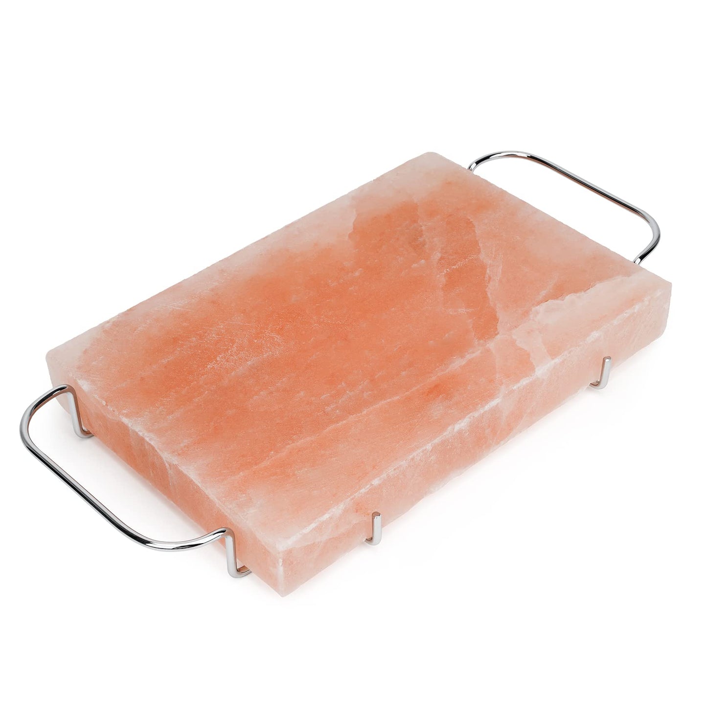 DOBADN Himalayan Salt Block Cooking Plate with Metal Support, Food Grade Rock Salt Slab Stone 12" X 8" X 1.5" for Grilling, Cooking, Cutting and Serving, Gifts for Men, Women, Chefs & Cooks