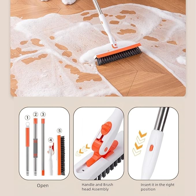 53''Grout Cleaning Brush with Long Handle, Grout Cleaner Brush