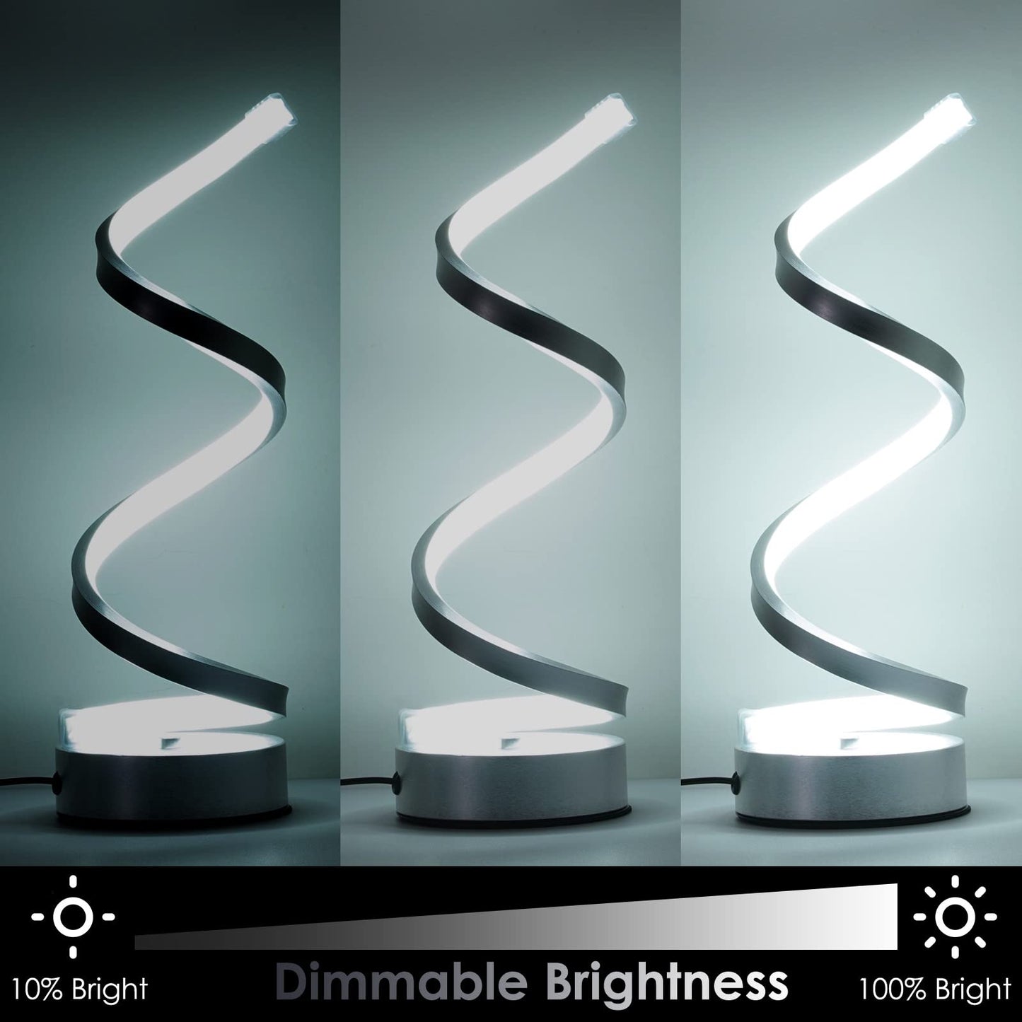 NUÜR Table Lamps for Living Room Set of 2, Silver Dimmable LED Lamp, Small Bedside Lamps, Nightstand Lamp for Bedroom Office Home Living Room