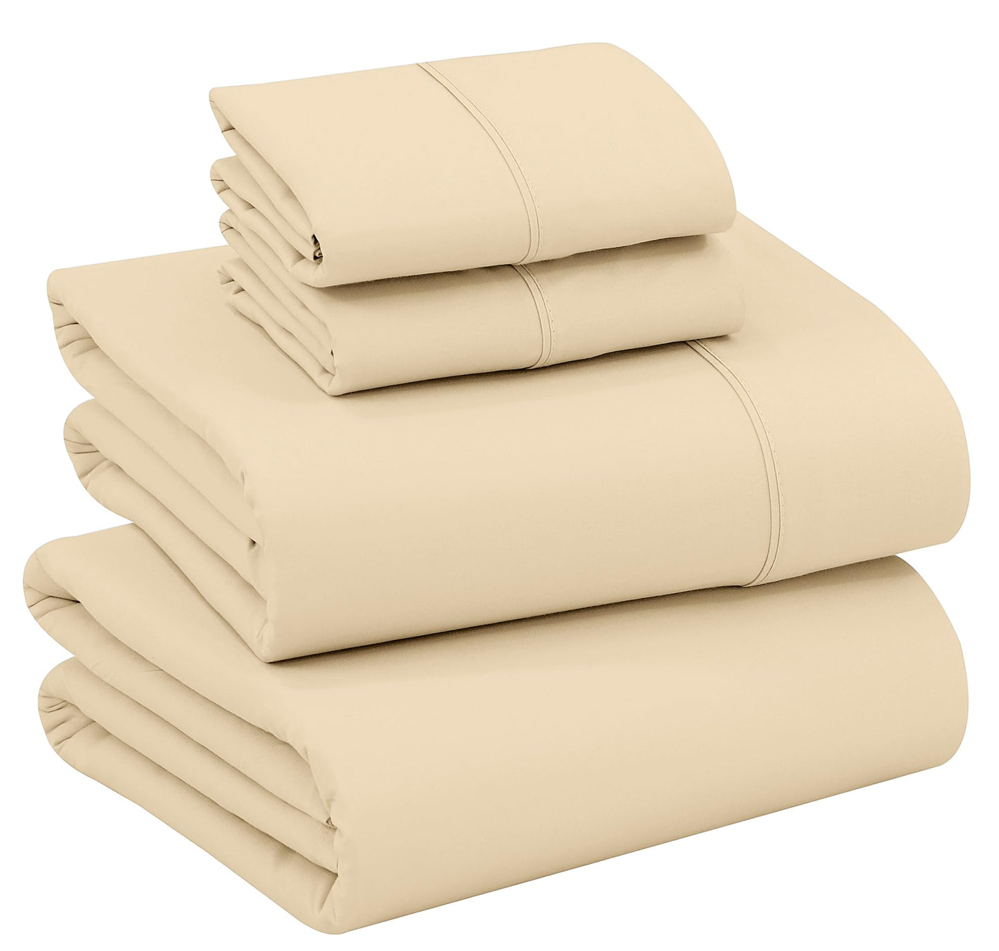 RUVANTI 100% Cotton Percale Sheets, Full Size, Beige