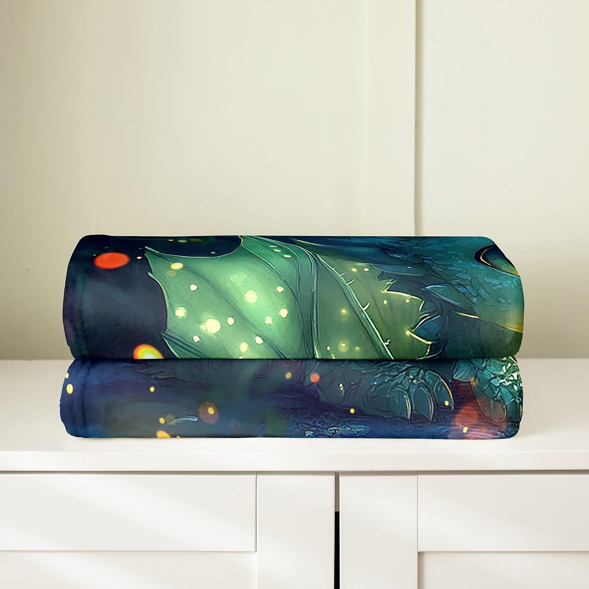 Feelyou Dragon Plush Throw Blanket Queen 90"x90" Dragon Stuff Flannel Fleece Blanket for Boys Girls Teens Kawaii All Season Bed Blanket Dragon Decor Blanket Room Decor Bright Green