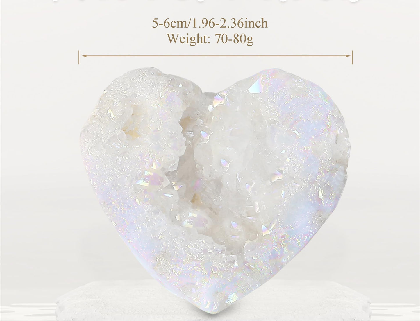 YATOJUZI Angel Aura Quartz Crystals Geode 1.96”-2.36" Heart Crystal Cluster Geodes Rocks Gemstones Crystals and Healing Stones Titanium Coated Geode Reiki Energy Protection Crystal Gifts for Women