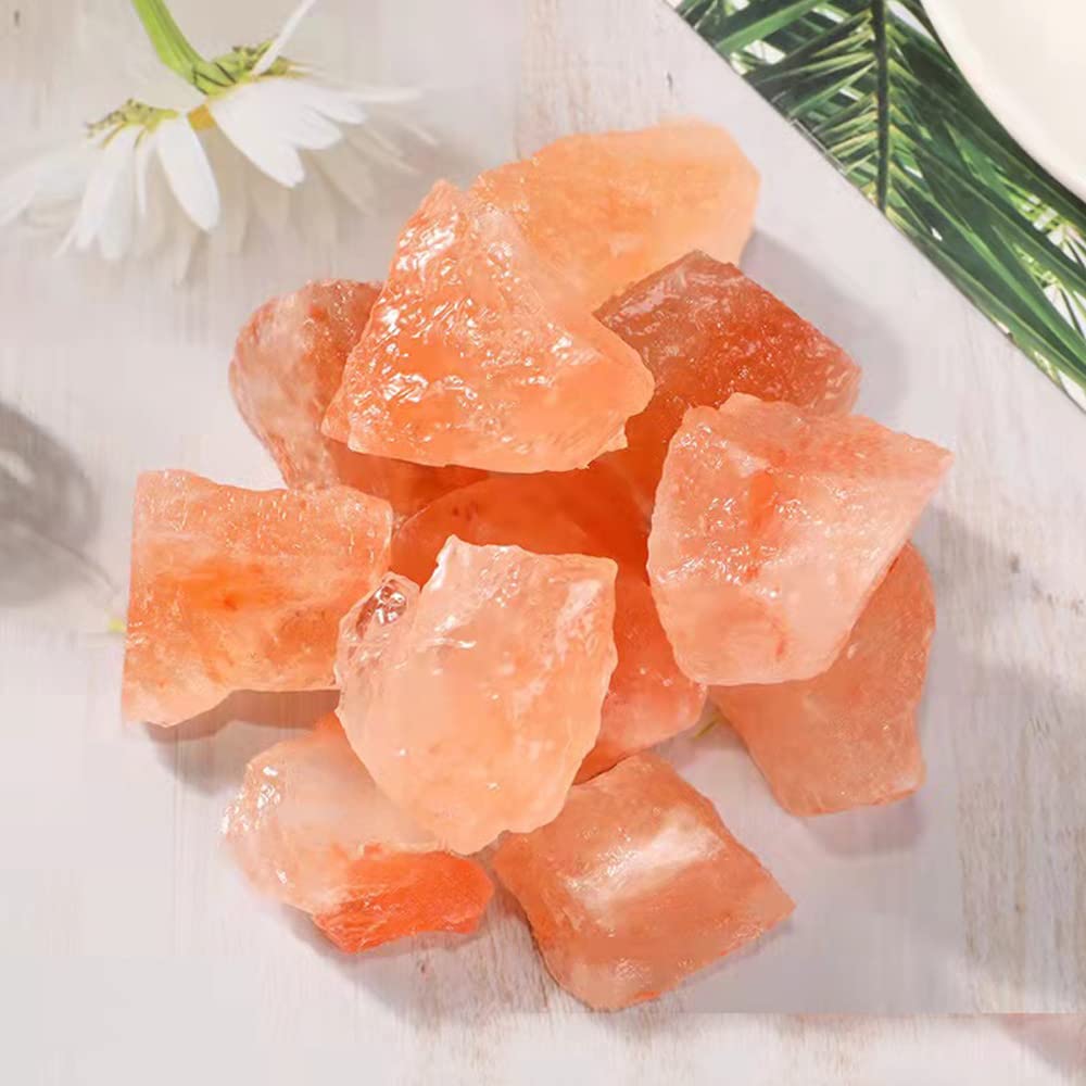 RCSTONE Himalayan Pink Crystal Salt Stones, 1.18 to 1.97 Inches, 0.22 Pounds for Salt Lamp, Bowl, and Decorations M33, Orange