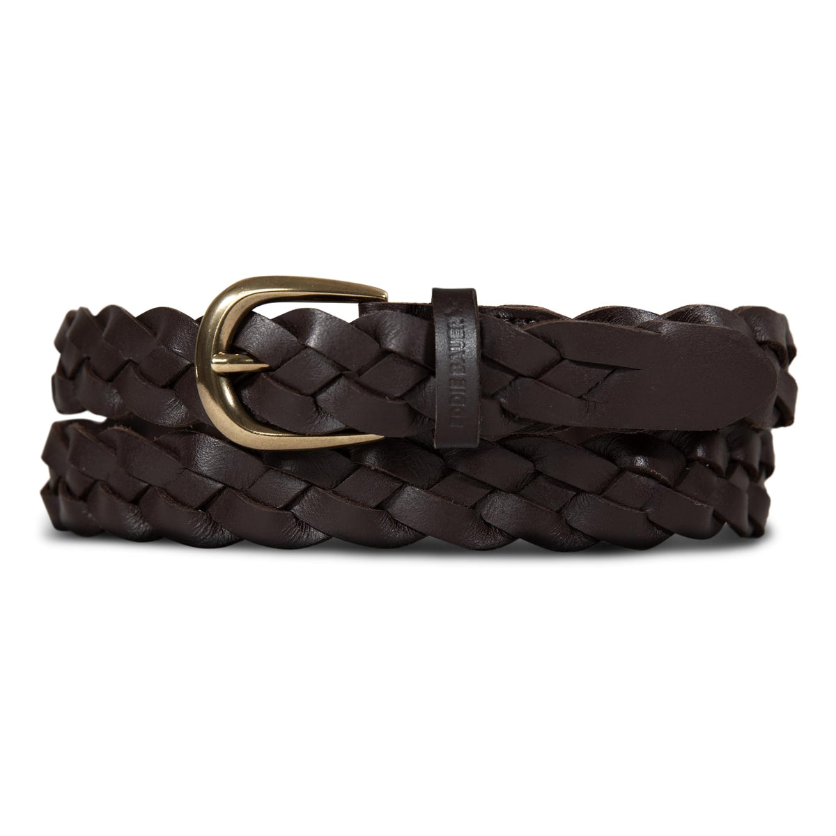 Eddie Bauer Women's Casual Leather Belts with Durable Metal Buckle, Thin Braided - Brown, Medium