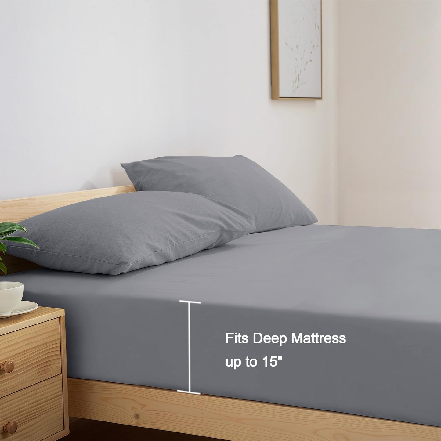 SPRINGSPIRIT RV Queen Sheets, Super Soft RV Short Queen Sheets for RV Camper, 4 Piece Bed Sheets Set Deep Pockets, Extra Soft and Breathable Bedding Sheets, Grey
